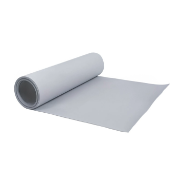ACH-R20/1-07-GY Arma-Chek R 1mm grey CSM covering sheet roll, partially unrolled on a white background, showcasing flexible polymeric material for industrial insulation protection.
