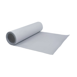 ACH-R20/1-07-GY Arma-Chek R 1mm grey CSM covering sheet roll, partially unrolled on a white background, showcasing flexible polymeric material for industrial insulation protection.